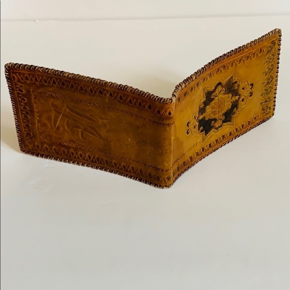 Tooled Leather Wallet | Vintage Wallet CheckBook | Receipt Holder | Coupon Book - Picture 2 of 8